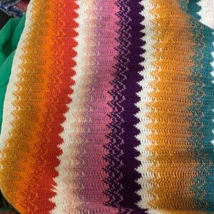 Missoni Multicolor Knit Scarf with Zigzag Pattern